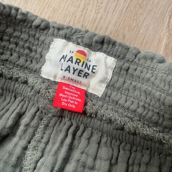 Marine Layer Corinne Wide leg Pant XS olive green gauze crop elastic waist - Picture 5 of 9